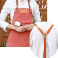 Blue Gray Red Canvas Bib Apron