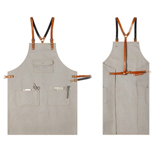 Blue Gray Red Canvas Bib Apron