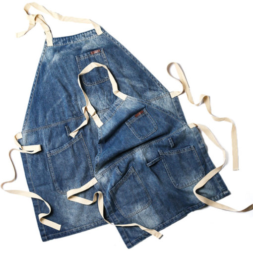 Tablier en denim bleu pour enfant et adulte