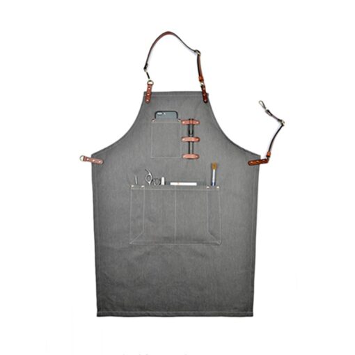 Black Gray Denim White Canvas Bib Apron