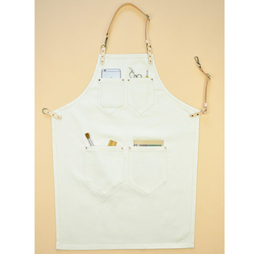 Tablier en toile de denim blanc