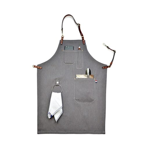 Gray Denim Apron Cross Back Straps