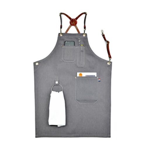 Gray Denim Apron Cross Back Straps