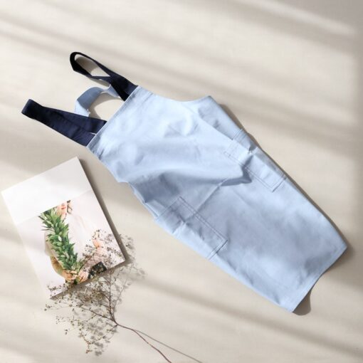 Long Blue Brown Gray Cotton Linen Apron