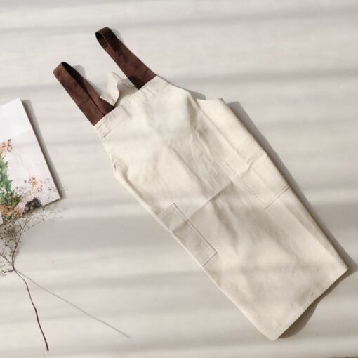 Long Blue Brown Gray Cotton Linen Apron