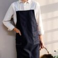 Long Blue Brown Gray Cotton Linen Apron