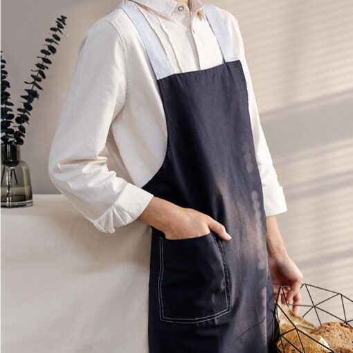 Long Blue Brown Gray Cotton Linen Apron