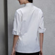 Chemisier à manches courtes noir et blanc en polyester coton pour femme