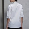 Zwart-Wit Dames Polyester Katoenen Shirt met Korte Mouwen