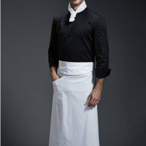 Chemise de chef à manches longues blanche et noire