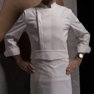 Chemise de chef à manches longues blanche et noire