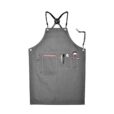 Gray Denim Apron Cross Back Leather Strap