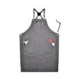 Gray Denim Apron Cross Back Leather Strap