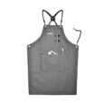 Gray Denim Apron Cross Back Leather Strap