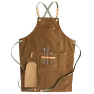 Long Khaki Gray Canvas Apron