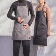 Black Gray Canvas Apron Leather Straps