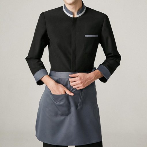 Chemise à manches longues en polyester coton de couleur noire