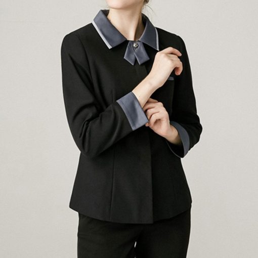 Polyester Katoenen Overhemd met Lange Mouwen in Zwart