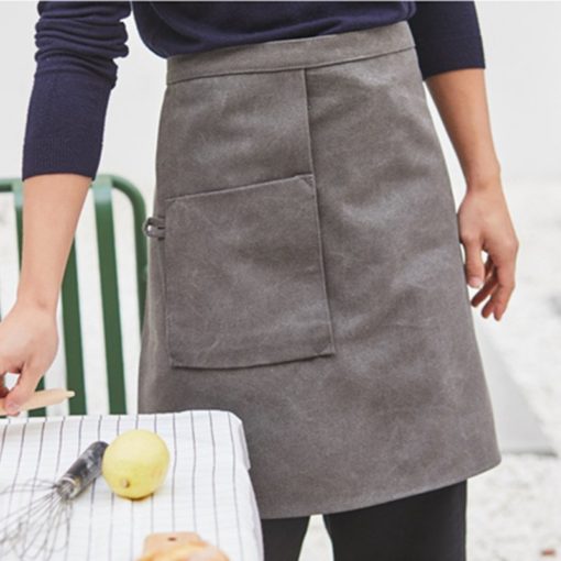 Tablier de taille en toile lavée noir et gris