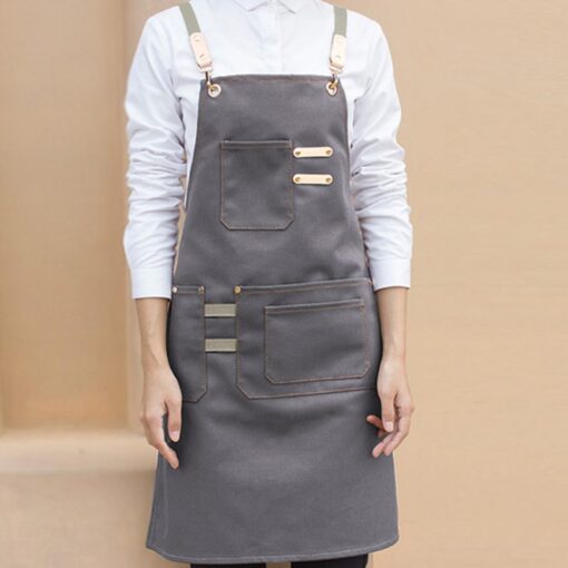 Black Khaki Brown Canvas Apron Cotton Straps