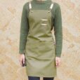 Black Khaki Brown Canvas Apron Crossback Straps