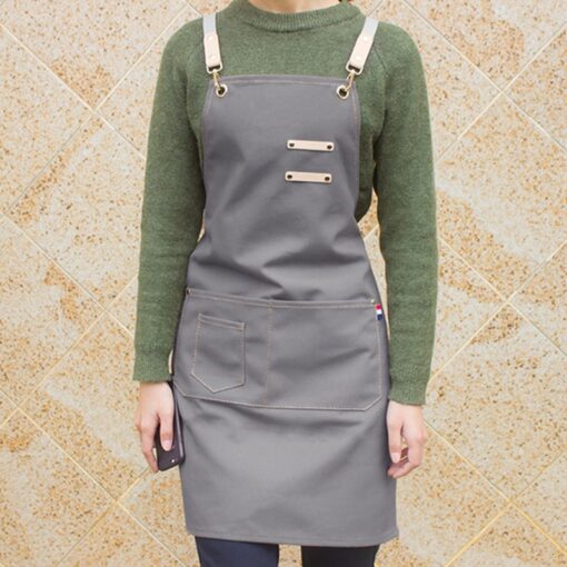 Black Khaki Brown Canvas Apron Crossback Straps