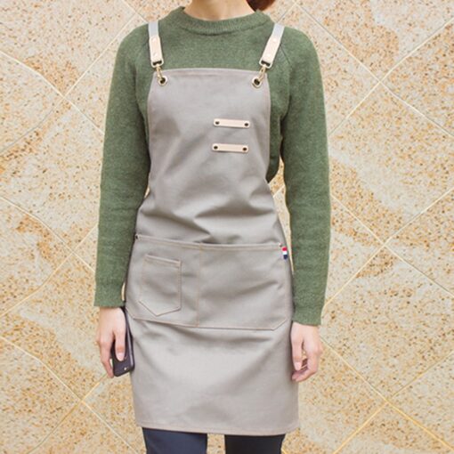 Black Khaki Brown Canvas Apron Crossback Straps