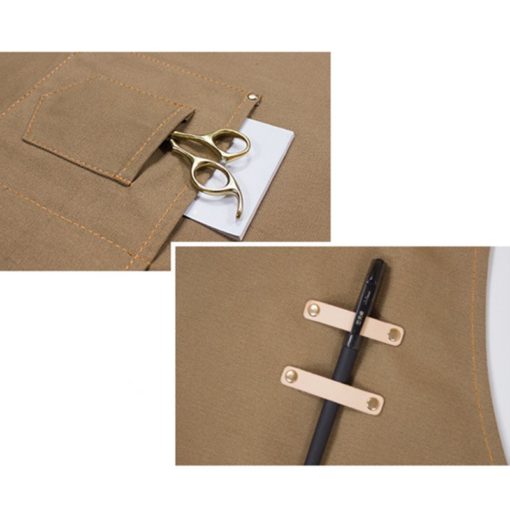 Zwart Khaki Bruin canvas schort met kruislings achterpand