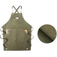 Groen Khaki Grijs canvas schort met katoenen banden