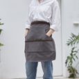 Bruin Grijze Canvas Tailleschort met Katoenen Leren Band