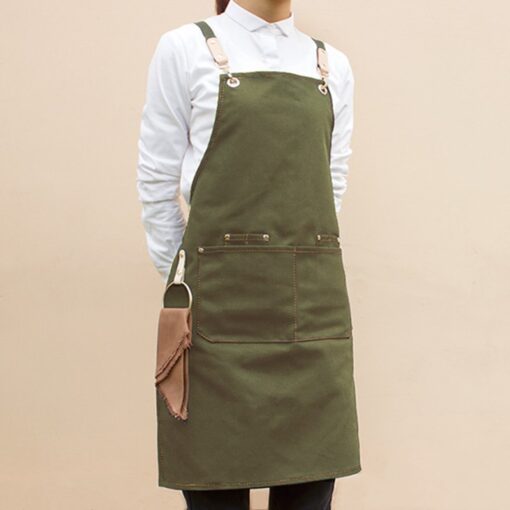 Brown Black Gray Canvas Apron Crossback Straps