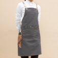 Brown Black Gray Canvas Apron Crossback Straps