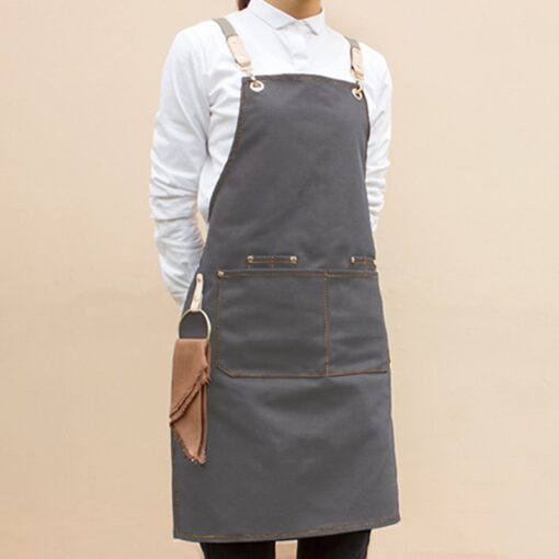 Brown Black Gray Canvas Apron Crossback Straps