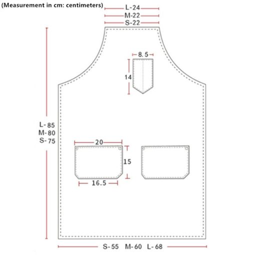 Zwart Denim Grijs Canvas Schort met Leren Banden