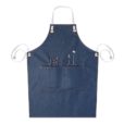 Roze groen blauw denim schort met canvas banden