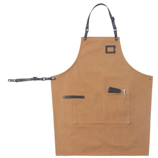 Tablier Bavette en Toile avec Sangles en Cuir