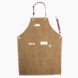 Grijs Khaki Canvas Schort met Leren Banden