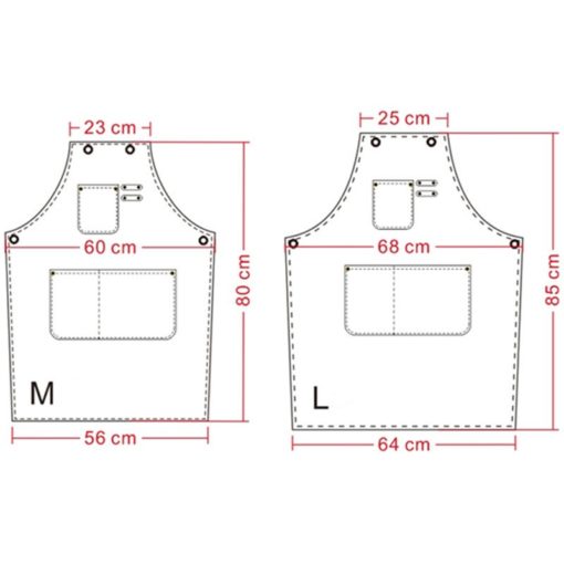 Tablier en toile grise et kaki avec des sangles en cuir