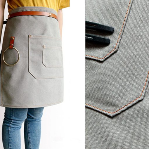 Tablier de taille en toile denim avec sangles en cuir