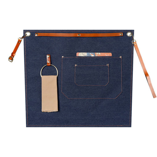 Tablier de taille en toile denim avec sangles en cuir