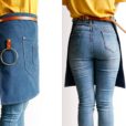 Tablier de taille en toile denim avec sangles en cuir