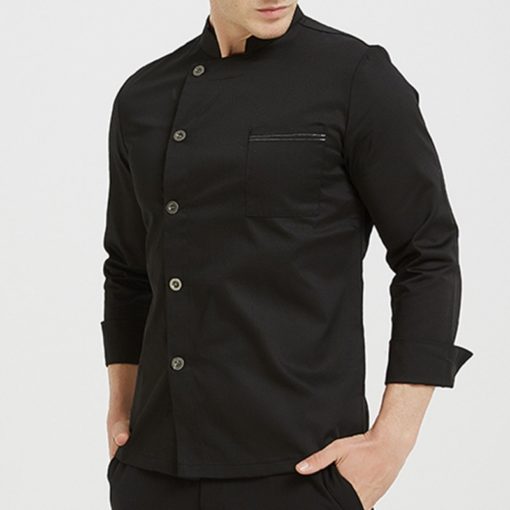 Veste de chef à manches longues noir et blanc