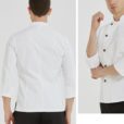 Veste de chef à manches longues noir et blanc