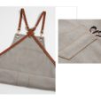 Blauw Grijs Khaki Canvas Schort met Koeienhuid Leren Band