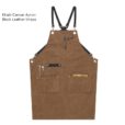 Blauw Grijs Khaki Canvas Schort met Koeienhuid Leren Band