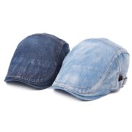 Beret en denim bleu ajustable unisexe