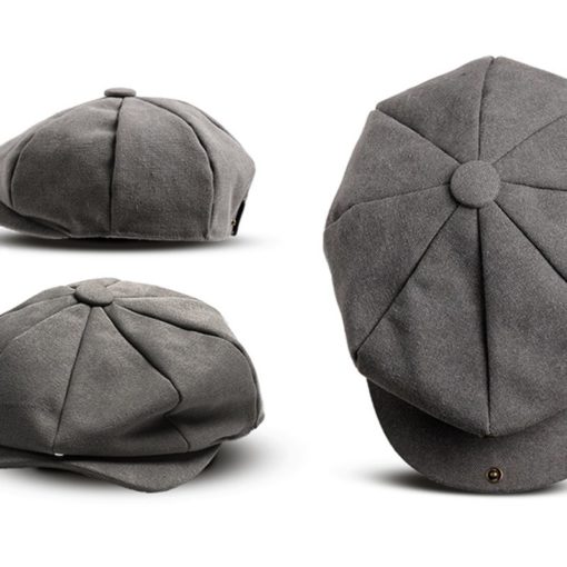 Chapeau kaki Casquette grise Béret en toile bleue