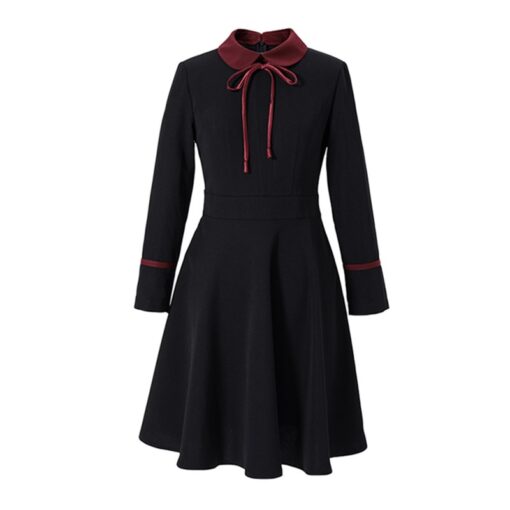 Tablier en polyester noir Uniforme de robe de serveuse