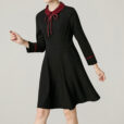 Tablier en polyester noir Uniforme de robe de serveuse