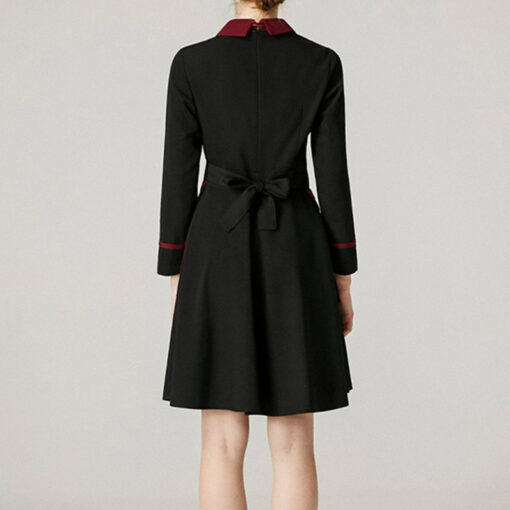 Zwart polyester schort Serveerster jurk Uniform